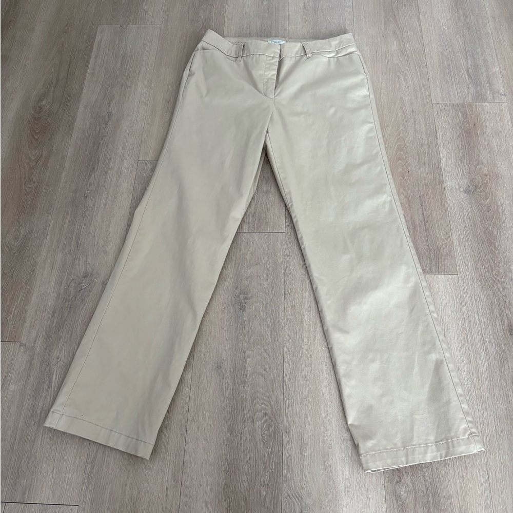 Charter Club Womens Khaki Pants Size 12 Beige Tan Straight Leg Cotton Spandex